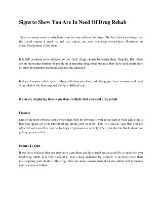 Signs to show you are in need of drug rehab