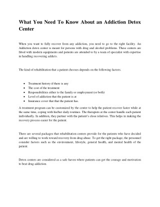 What you need to know about an addiction detox center