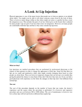 A Look At Lip Injection