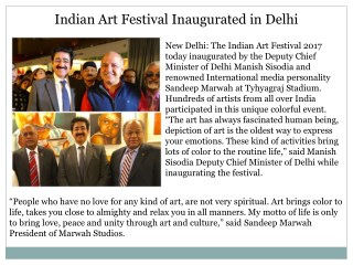 Indian Art Festival Inaugurated in Delhi