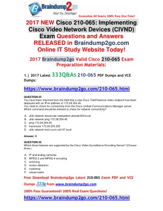 [100% Valid]Braindump2go NEW 210-065 VCE and 210-065 PDF 333Q&As Free Share(Q65-Q76)