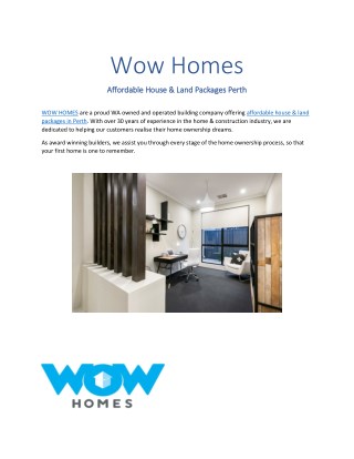 Wow Homes- Affordable House & Land Packages Perth