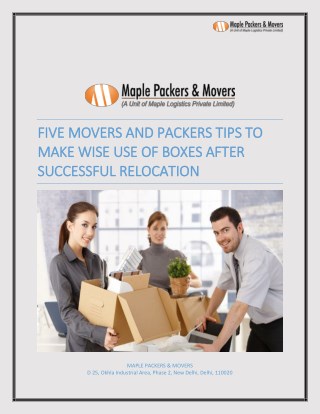 After successful relocation Packers and Movers tips to make wise use of boxes