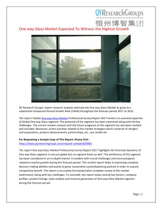 Global One way Glass Market Professional Survey Report 2017