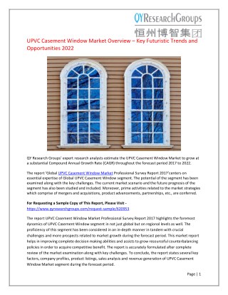 ‘Global UPVC Casement Window Market Professional Survey Report 2017’