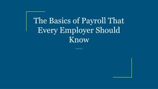 The Basics of Payroll That Every Employer Should Know