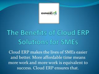 The Benefits of Cloud ERP Solutions for SMEs