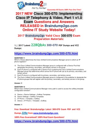 [100% Valid]300-070 PDF Dumps 228Q&As Free Offer(Q11-Q21)