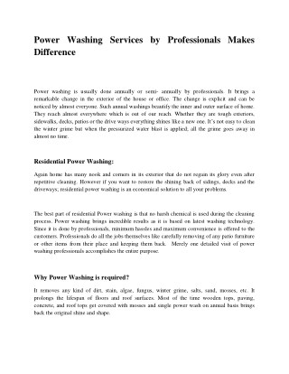 Power washing services by professionals makes difference