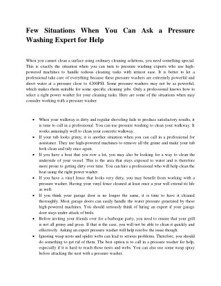 Few situations when you can ask a pressure washing expert for help