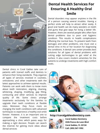 Dental Health Services For Ensuring A Healthy Oral Smile