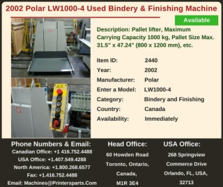 Buy Used 2002 Polar LW1000-4 Bindery and Finishing Machine