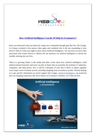 How Artificial Intelligence Can Be Of Help In eCommerce?