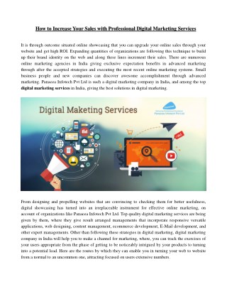 How to Increase Your Sales with Professional Digital Marketing Services