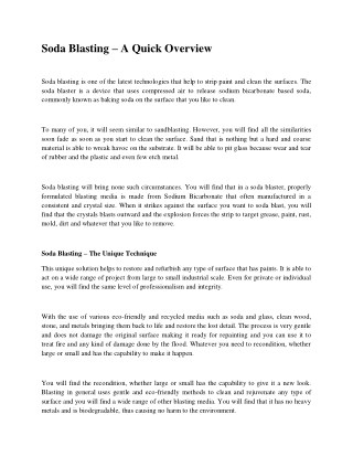 Soda blasting – a quick overview