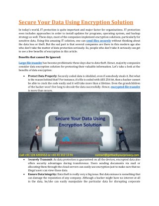 Secure Your Data Using Encryption Solution