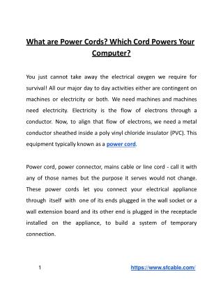 What are Power Cords? Which Cord Powers Your Computer?