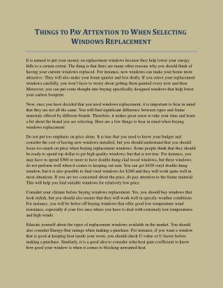 Things to Pay Attention to When Selecting Windows Replacement