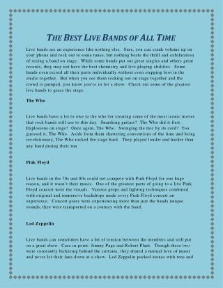 The Best Live Bands of All Time