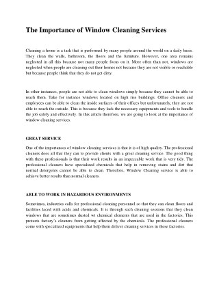 The importance of window cleaning services