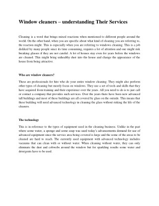 Window cleaners – understanding their services