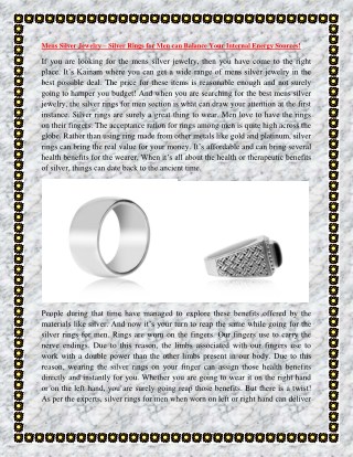 Mens Silver Jewelry – Silver Rings for Men can Balance Your Internal Energy Sources!