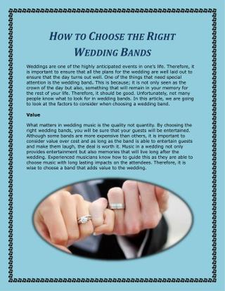 How to Choose the Right Wedding Bands