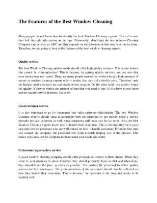 The features of the best window cleaning