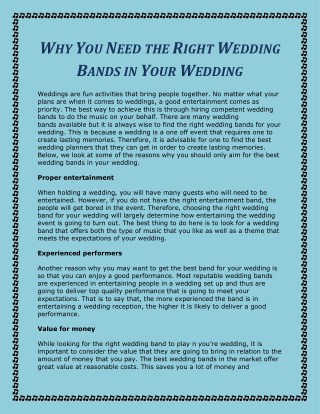 Why You Need the Right Wedding Bands in Your Wedding