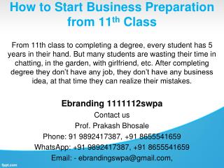 1.How to Start Business Preparation from 11th Class