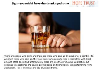 Signs you might have dry drunk syndrome