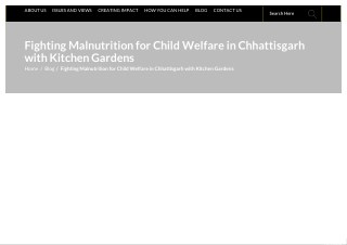 Fighting Malnutrition for Child Welfare in Chhattisgarh with Kitchen Gardens