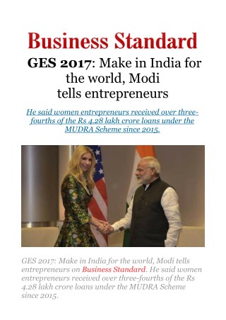 GES 2017: Make in India for the world, Modi tells entrepreneurs
