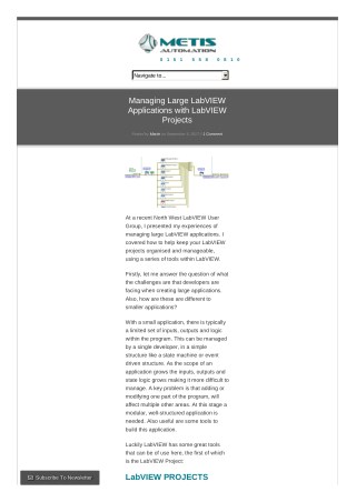 Managing Large LabVIEW Applications with LabVIEW Projects