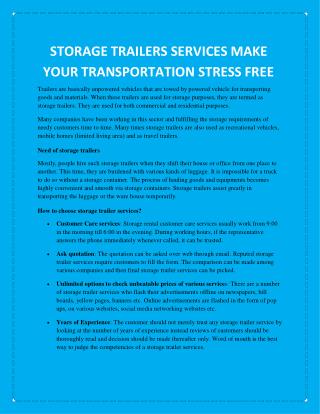 STORAGE TRAILERS SERVICES MAKE YOUR TRANSPORTATION STRESS FREE