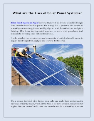 What are the Uses of Solar Panel Systems?