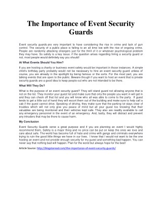 The Importance of Event Security Guards