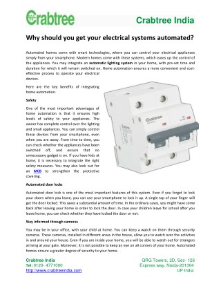 Why should you get your electrical systems automated?