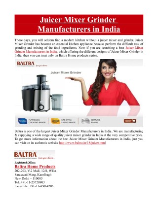 Juicer Mixer Grinder Manufacturers in India