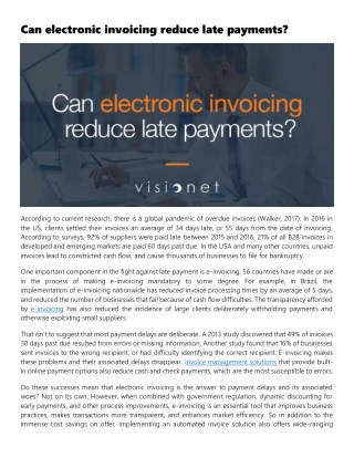 Can electronic invoicing reduce late payments?