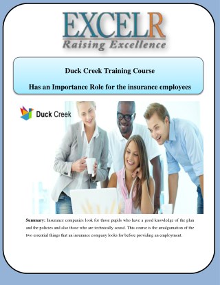Duck Creek Training Course Has an Importance Role for the insurance employees