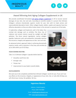 Award Winning Anti Aging Collagen Supplement in UK