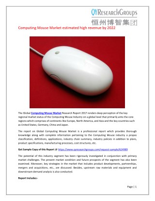 Global Computing Mouse Market is a professional report