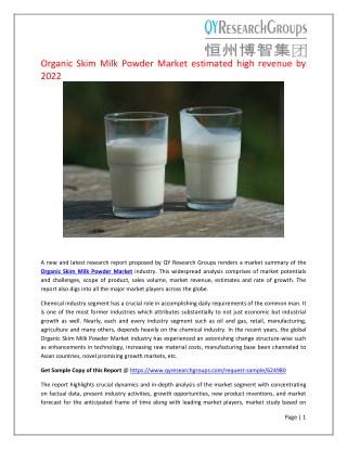 Global organic skim milk powder market research report 2017