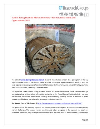 Global tunnel boring machine (tbm) market research report 2017