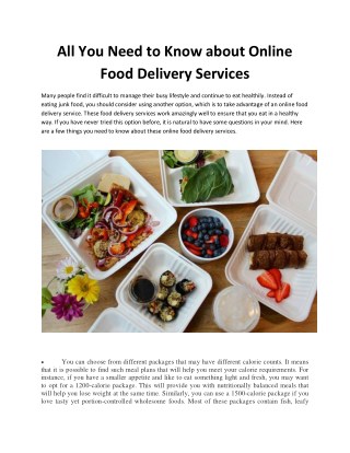 All You Need to Know about Online Food Delivery Services