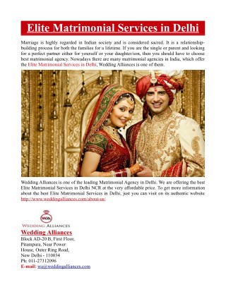 Elite Matrimonial Services in Delhi