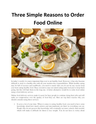 Three Simple Reasons to Order Food Online