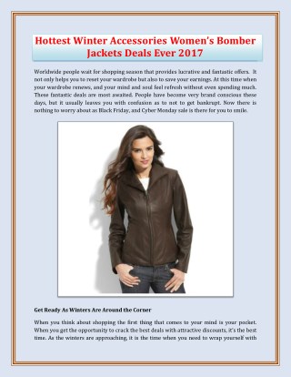 Hottest Winter Accessories Women’s Bomber Jackets Deals Ever 2017