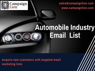 Automobile Industry Email Marketing List| Buy Automotive Mailing Lists